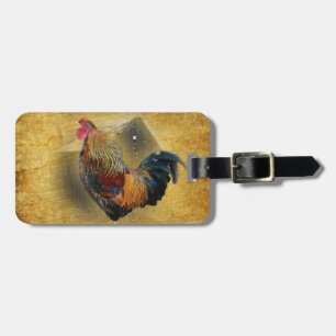 Beautiful Rooster and Rustic Barn Chicken Coop Luggage Tag
