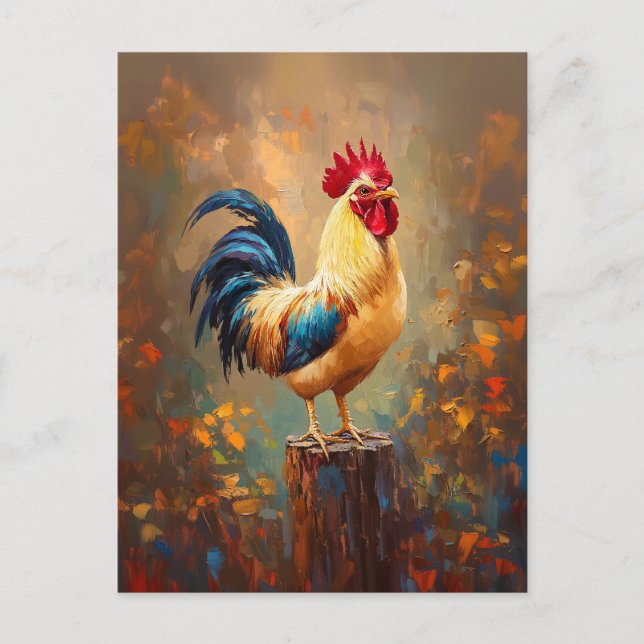 Beautiful Rooster Painting Postcard (Front)