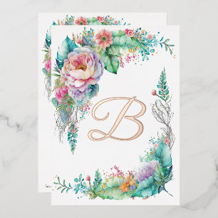Beautiful Rose Botanical Floral Monogram
