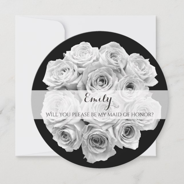 Beautiful Rose Bouquet Maid of Honour Card (Front)