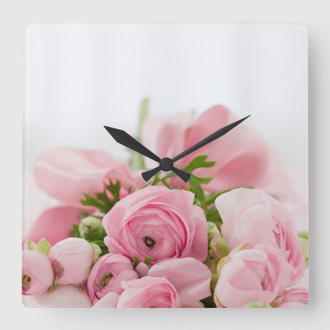 Beautiful Rose Bouquet Square Wall Clock (Front)