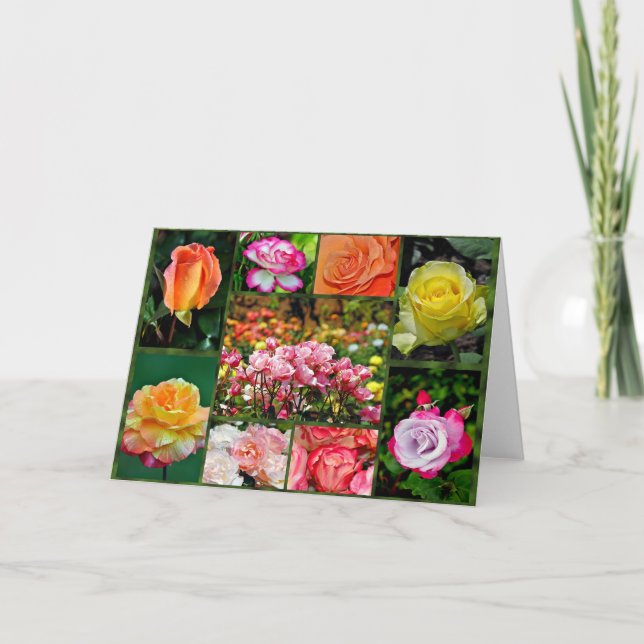 Beautiful rose collage greeting card (Front)