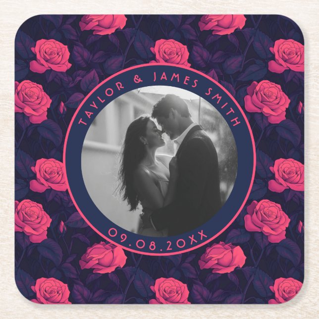 Beautiful Rose Destination Wedding Coaster (Front)
