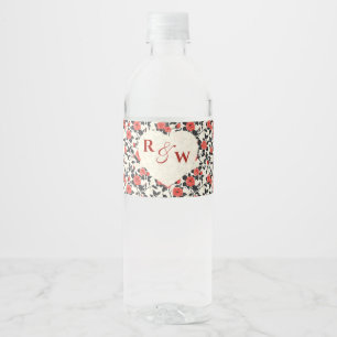 Beautiful Rose Fancy Wedding Water Bottle Label