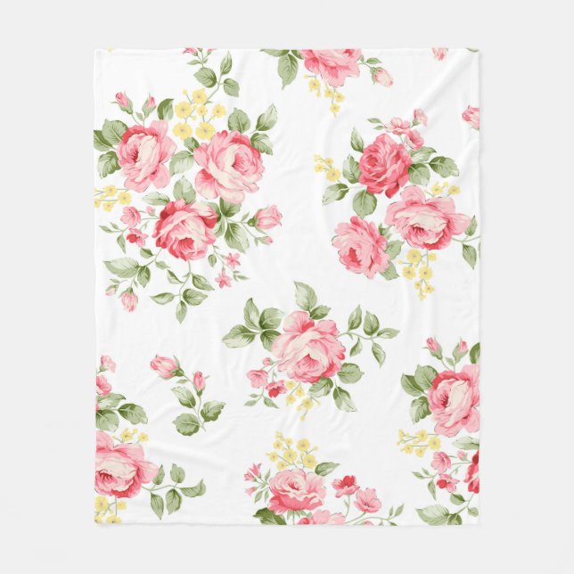 Beautiful rose flower pattern, little floral bouqu fleece blanket (Front)