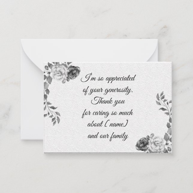 Beautiful Rose Frame After Funeral Thank You Cards (Front)