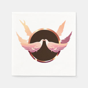 Beautiful Rose Gold Love Doves Napkin