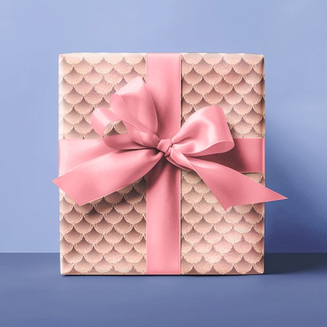 Beautiful Rose Gold Pink Glitter Mermaid Scales Wrapping Paper (Creator Uploaded)