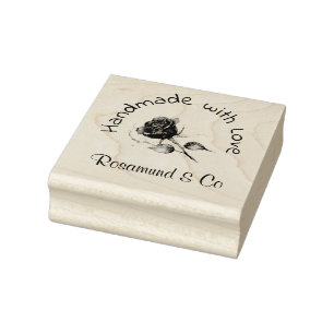 Beautiful Rose Handmade with Love Personalized Rubber Stamp