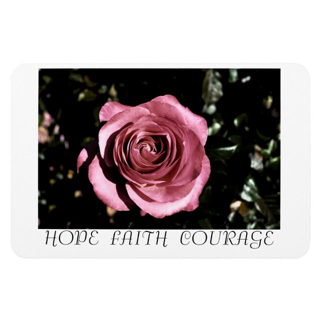 Beautiful Rose Hope, Faith, Courage Magnet (Horizontal)