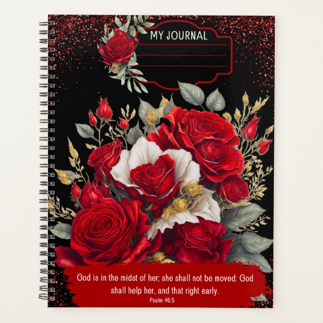 Beautiful Rose Journal with Psalm 46:5 Scripture  Planner (Front)