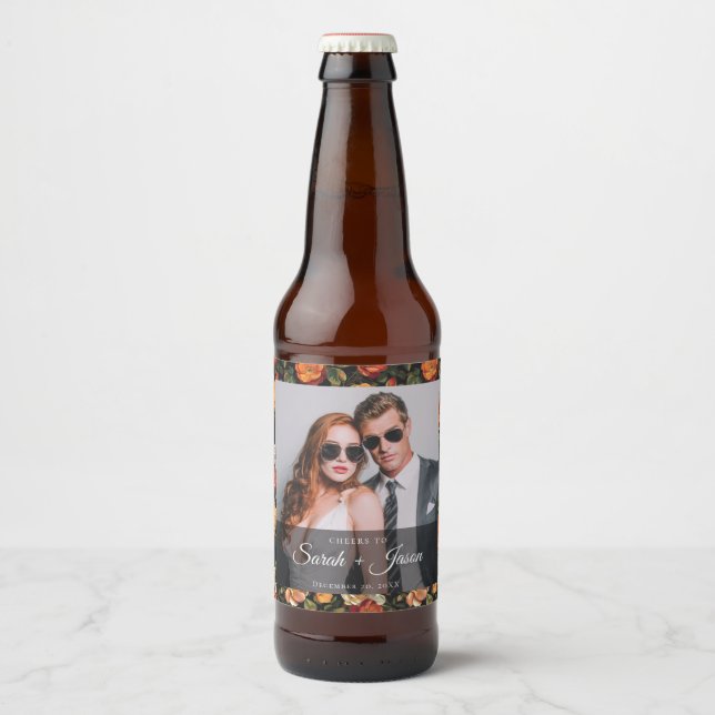 Beautiful Rose Minimalist Wedding Beer Label (Front)