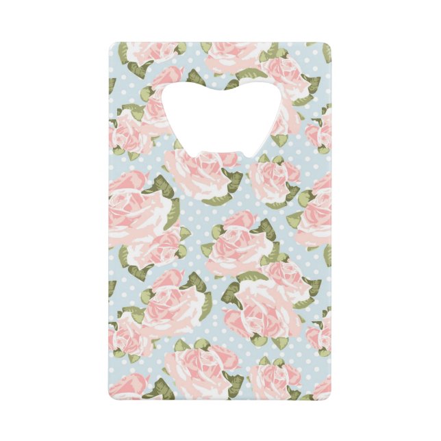 Beautiful rose pattern with blue polka dots (Front)