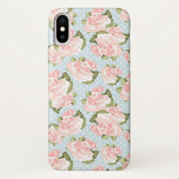 Beautiful rose pattern with blue polka dots