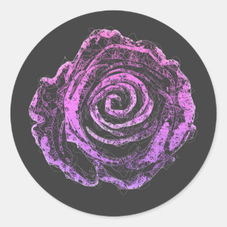 beautiful rose petals outline line art classic round sticker