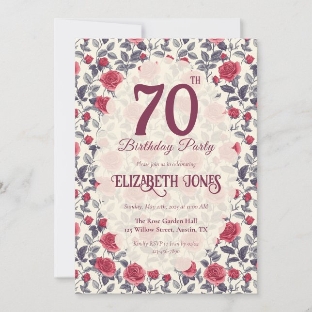 Beautiful Rose Themed Beach Party Invitation (Front)