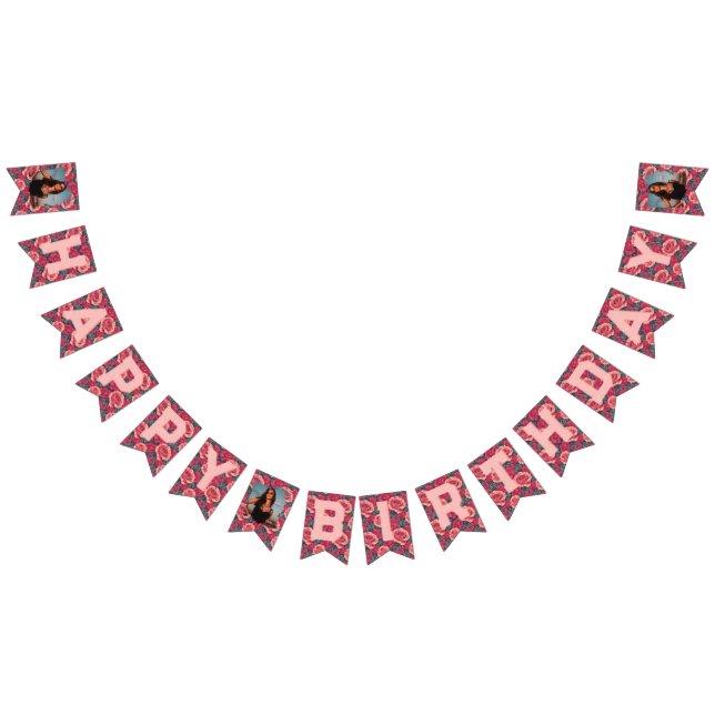 Beautiful Rose Themed Birthday Bunting (All)