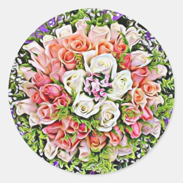 Beautiful rose wedding envelope seals stickers (Front)