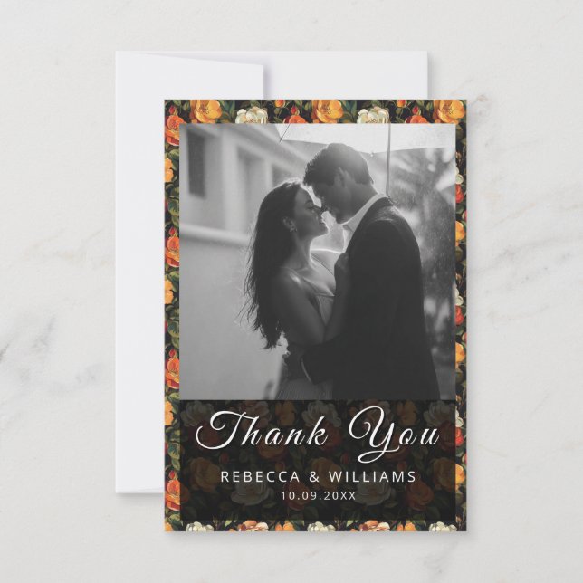 Beautiful Rose Wedding Thank You Cards (Front)