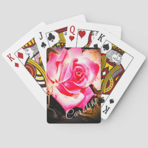 Beautiful Rose with Name Playing Cards