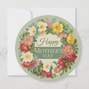 Beautiful rose wreath Redouté Mother's day Card