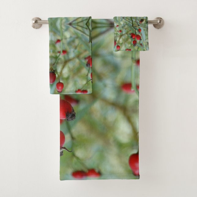 Beautiful Rosehip Abstract Bathroom Towel Set (Insitu)
