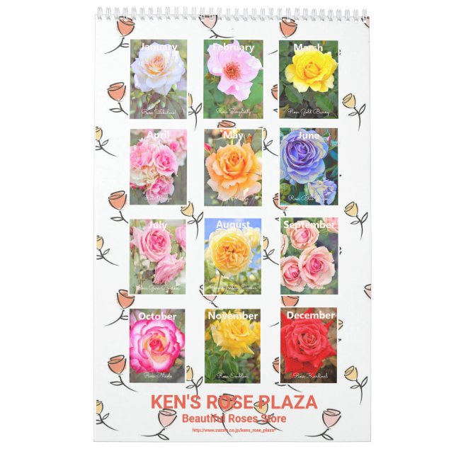 Beautiful Roses Art Calendar カレンダー (Back)