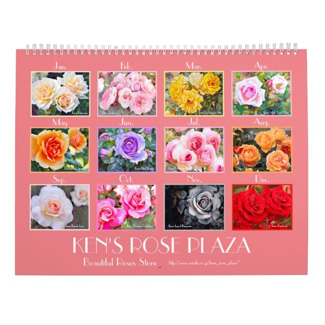 Beautiful Roses Art Calendar カレンダー (Back)