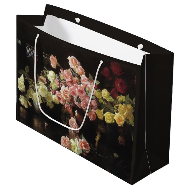 Beautiful Roses (by Joseph DeCamp) Large Gift Bag (Front Angled)