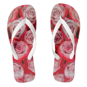 Beautiful roses in pink and red flower bouquet jandals