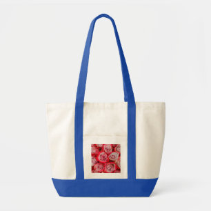 Beautiful roses in pink and red flower bouquet tote bag