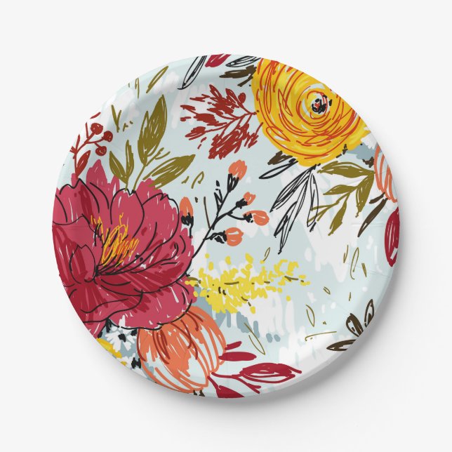 Beautiful Roses Paper Plate (Front)