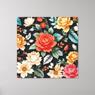 Beautiful Roses with Black Background Art Canvas Print