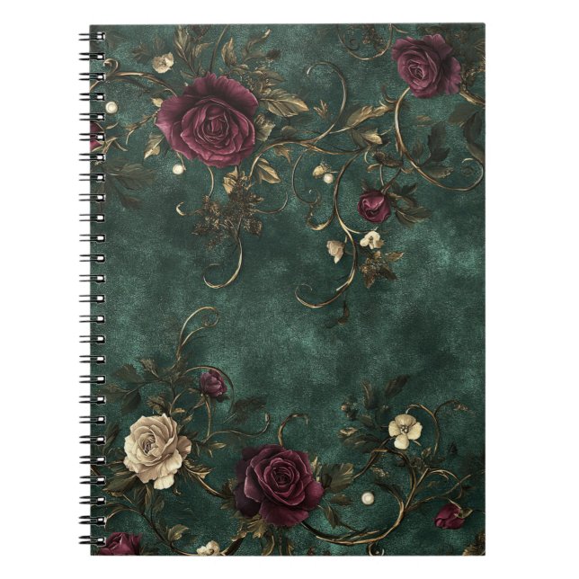 Beautiful roses with golded swirls.  notebook (Front)