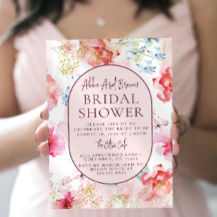 Beautiful Rosy Watercolor Bridal Shower Invitation