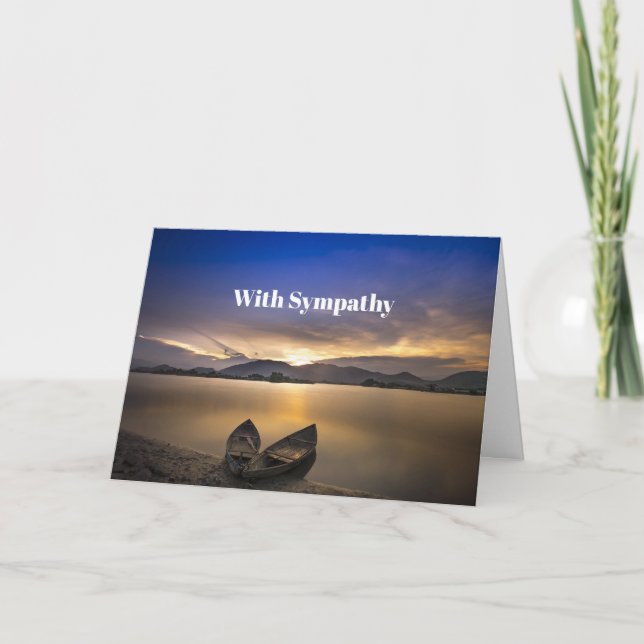 Beautiful Rowboats Water Sunrise Photo Sympathy Card (Front)