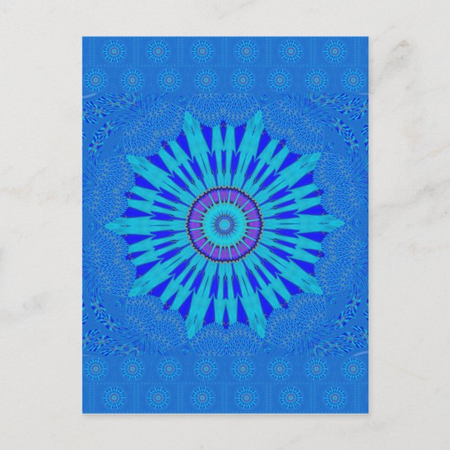 Beautiful Royal Blue Mandala Art Print Postcard (Front)