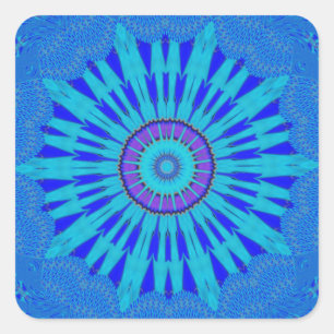 Beautiful Royal Blue Mandala Art Print Square Sticker