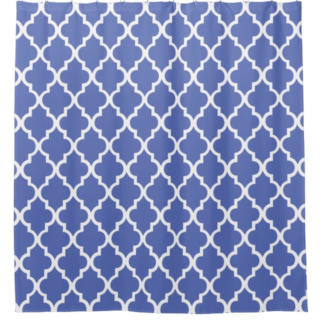 Beautiful Royal Blue Quatrefoil Pattern Shower Curtain (Front)