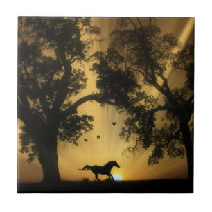 Beautiful Running  Horse Art Tile