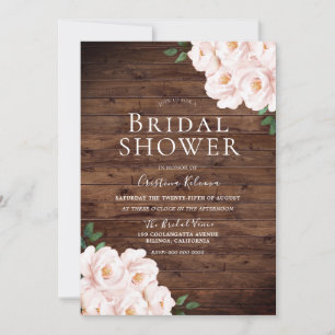 Beautiful Rustic Blush Pink Elegant Bridal Shower Invitation