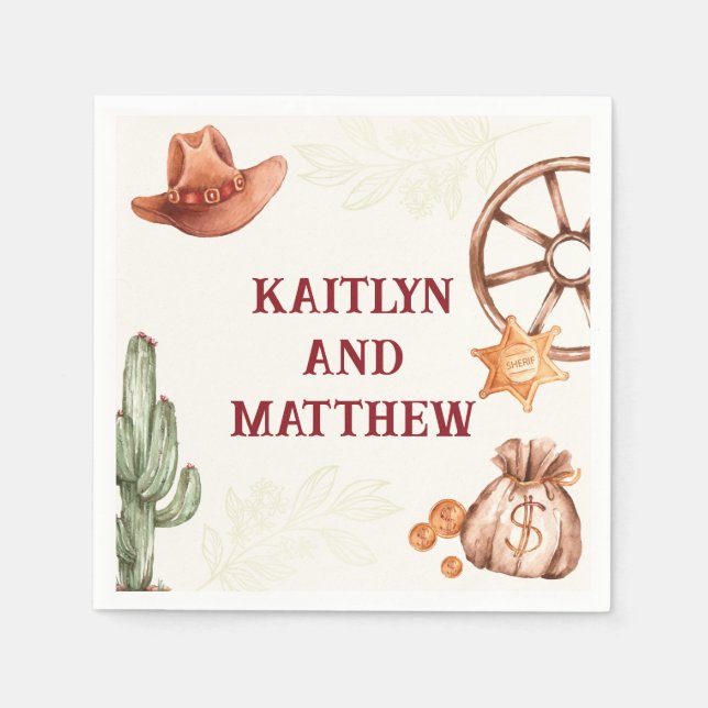 Beautiful rustic brown western wedding napkin (Front)