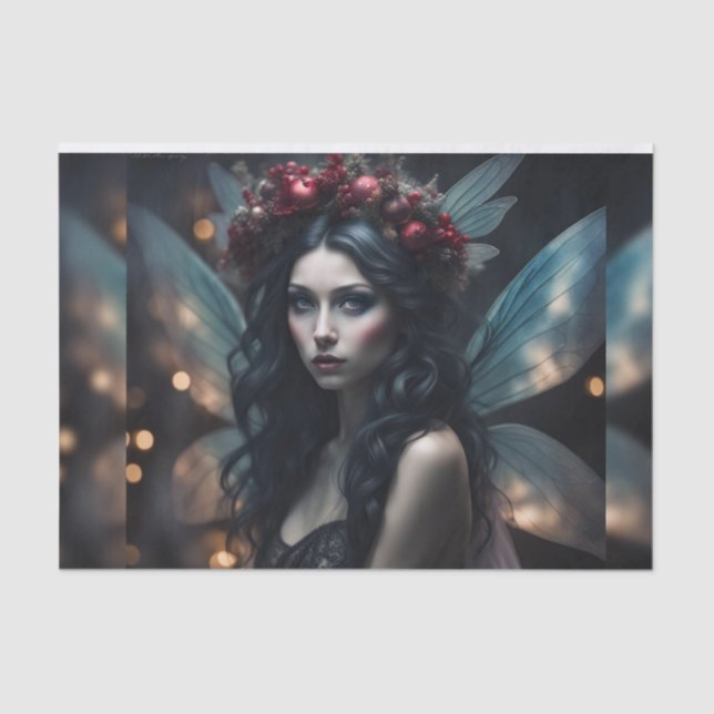 Beautiful Rustic Christmas Fairy Decoupage Paper (Front)