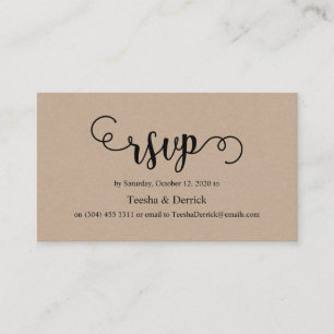 Beautiful rustic elegant black kraft, Wedding RSVP Enclosure Card