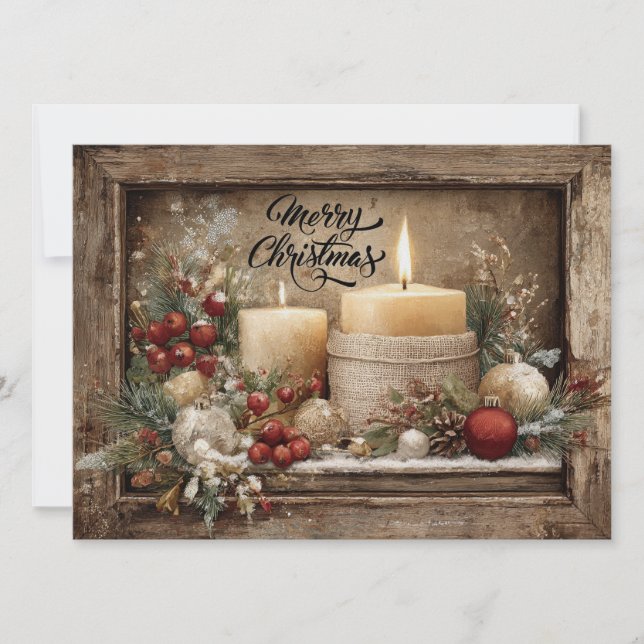 Beautiful rustic Merry Christmas greeting card  (Front)