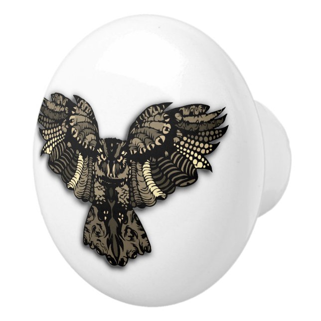 Beautiful Rustic Owl Ceramic Knob (Right)