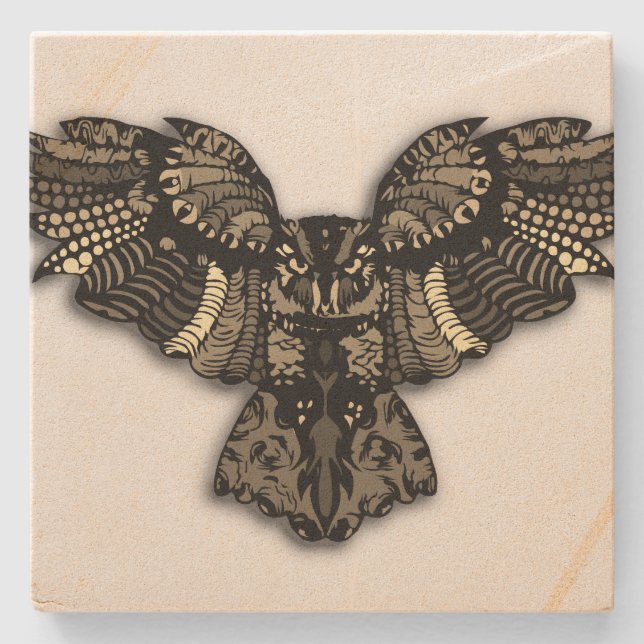Beautiful Rustic Owl Stone Coaster (Front)