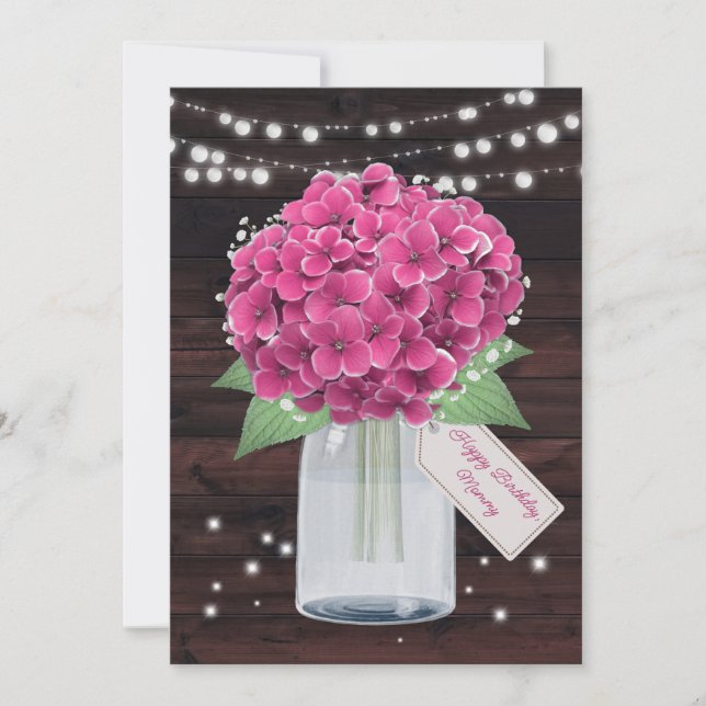 Beautiful Rustic Pink Floral Birthday Card for Mum (Front)