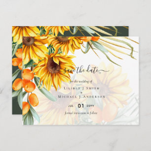 Beautiful Rustic Sunflowers Pampas Grass Wedding Postcard