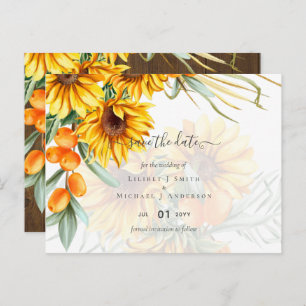 Beautiful Rustic Sunflowers Pampas Grass Wedding Postcard
